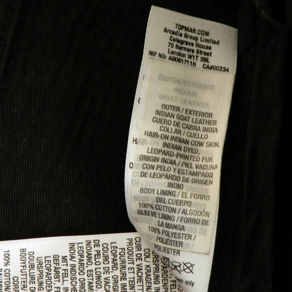 TOPMAN Men’s Leather Biker Jacket with Leopard Collar Mens M Motorcycle - Picture 8 of 10